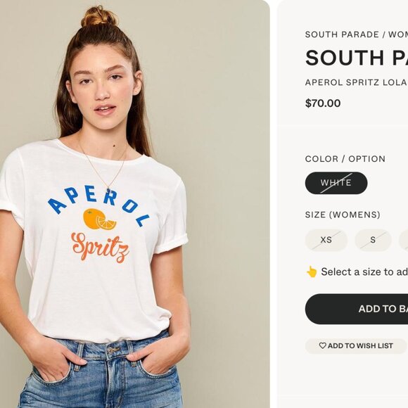 South Parade Aperol Spritz t-shirt XS - Picture 3 of 6